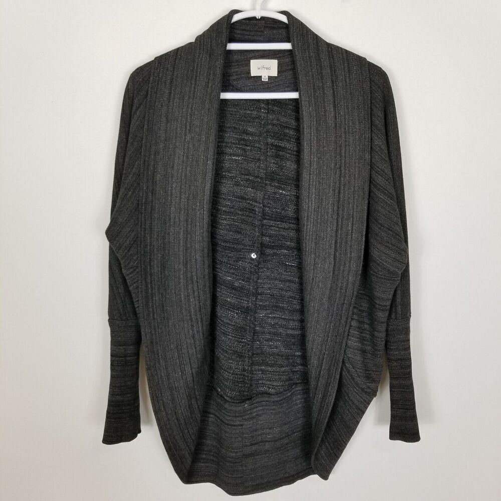 Wilfred Aritzia Women Diderot Sweater Open-Front Cocoon Cardigan Size XS Gray